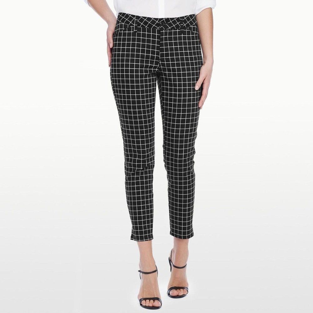 NWT NYDJ Not Your Daughters Jeans Celia Ankle Grid Black Women's Petite Trousers